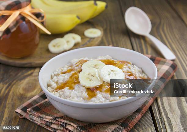 Oatmeal With Bananas Stock Photo - Download Image Now - Banana, Bowl, Breakfast