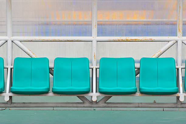 istock Coach and reserve benches in  soccer field 186295778