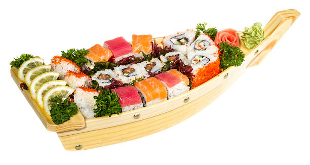istock Set of sushi and rolls 186296108