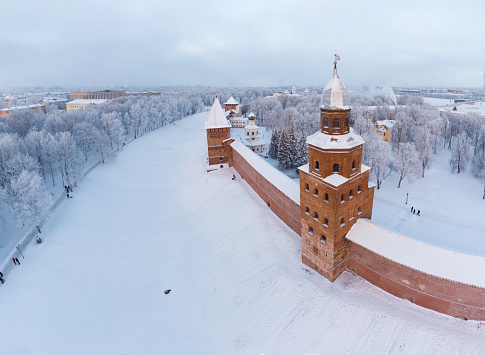 Veliky Novgorod (Great Novgorod), Russia. Ancient Kremlin fortress in historical center.