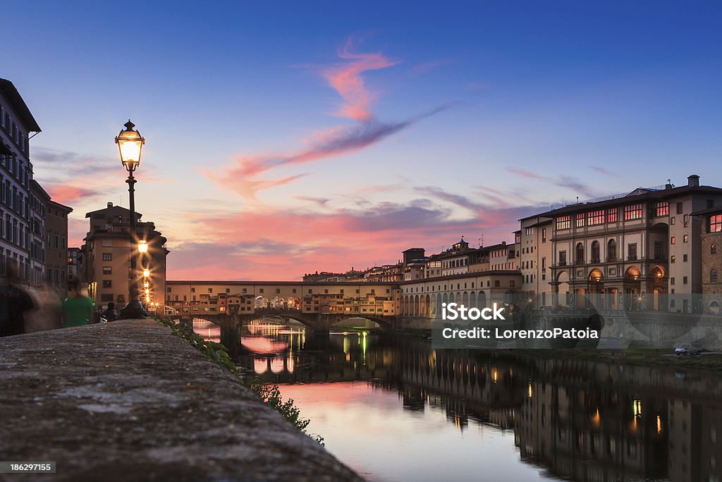 Stunning sunset in Florence, Tuscany, Italy. One of the best sunset of the summer in Florence, Tuscany, Italy. Arno River Stock Photo