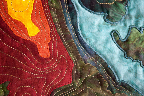 Detail of a topographic map quilt