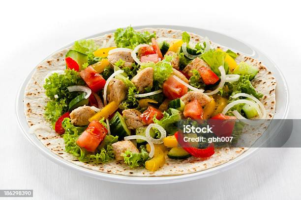 Grilled Meat And Vegetables Stock Photo - Download Image Now - Appetizer, Burrito, Chicken - Bird