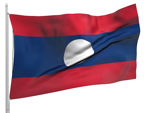 istock Flying Flag of Laos - All Countries 186298516