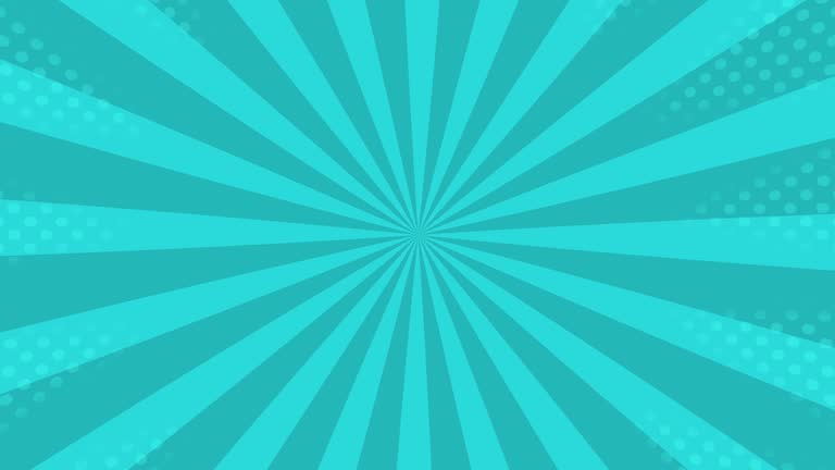 Turquoise Vintage Sunburst 4k Animation, Holiday Cartoon Seamless Loop