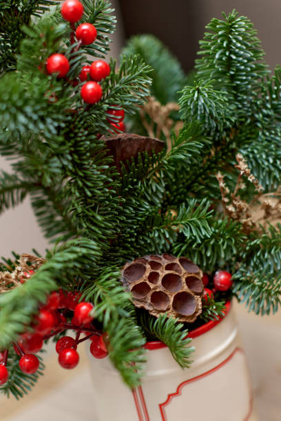 istock Homemade decorations on table. christmas bouquet in vase 1862996638