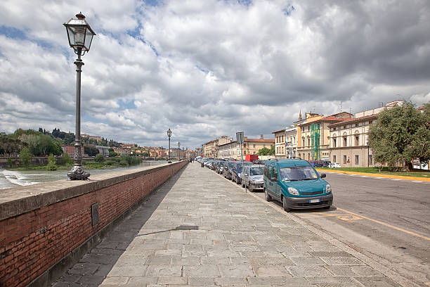 Road on the embankment of the river in city Florence