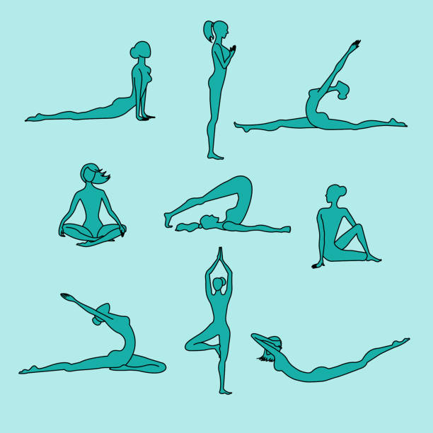 istock silhouettes of woman in yoga poses vector illustration 1863049455