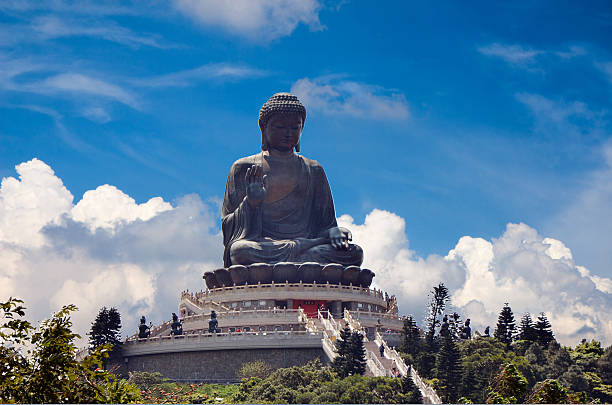 Giant Buddha Statue at Po Lin Monastery, Hong Kong Giant Buddha Statue at Po Lin Monastery, Hong Kong tian tan buddha stock pictures, royalty-free photos & images