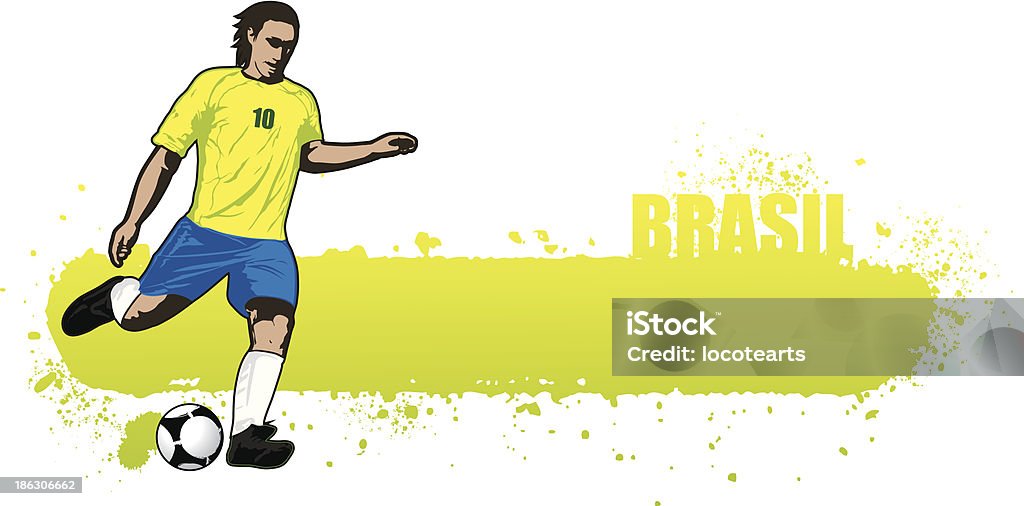 Piłka nożna gracz brasil - Grafika wektorowa royalty-free (Aktywność sportowa)