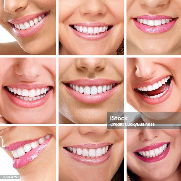 Photo libre de droit de Collage Des Dents Du Sourire Des Gens banque d'images et plus d'images libres de droit de Beauté - Beauté, Sourire à pleines dents, Blanc