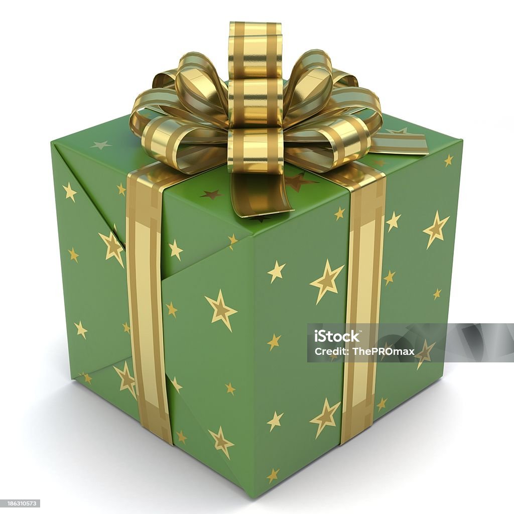 Gift Box A white christmas present box with a red ribbon. Birthday Stock Photo