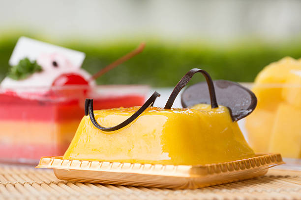 mango jelly cake stock photo