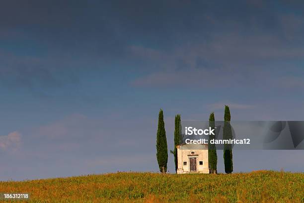 Land Landschaft In Der Toskana Italien Stockfoto und mehr Bilder von Agrarbetrieb - Agrarbetrieb, Anhöhe, Bauernhaus