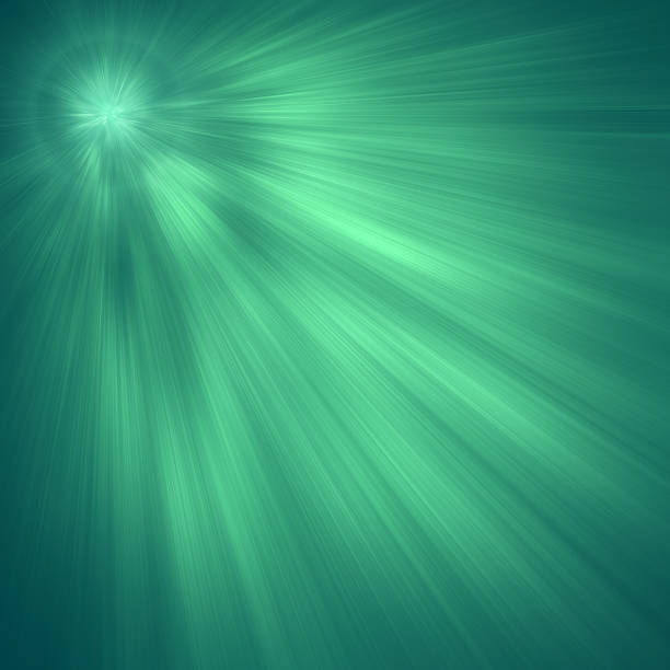 Green luminous rays, laser beams, abstract motion background