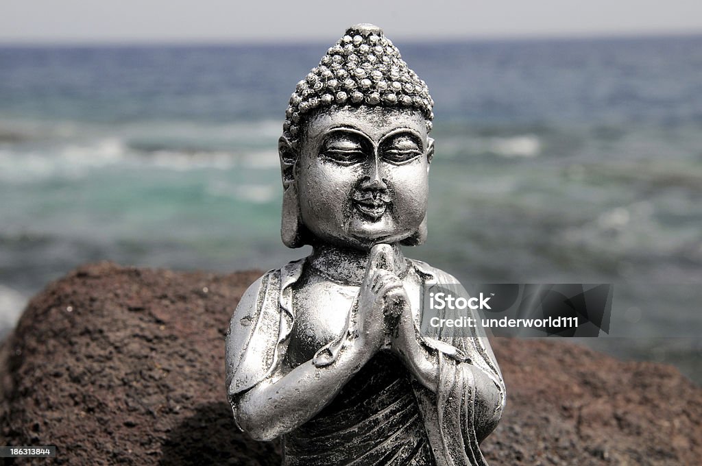 Buddha Statue One Ancient Gray Buddha Statue Near The Ocean Adult Stock Photo