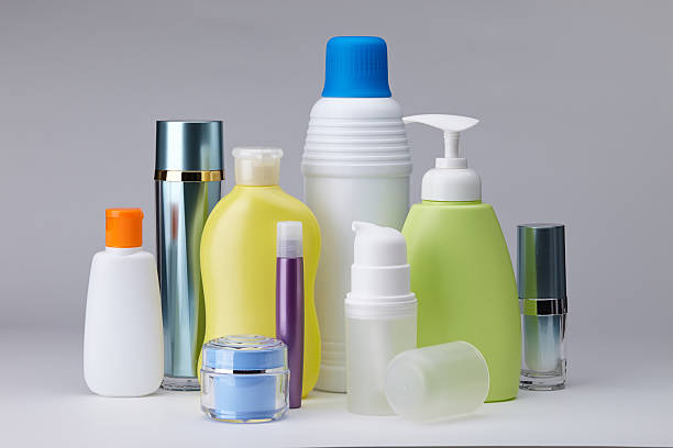 Different cosmetic products for personal care isolated on white