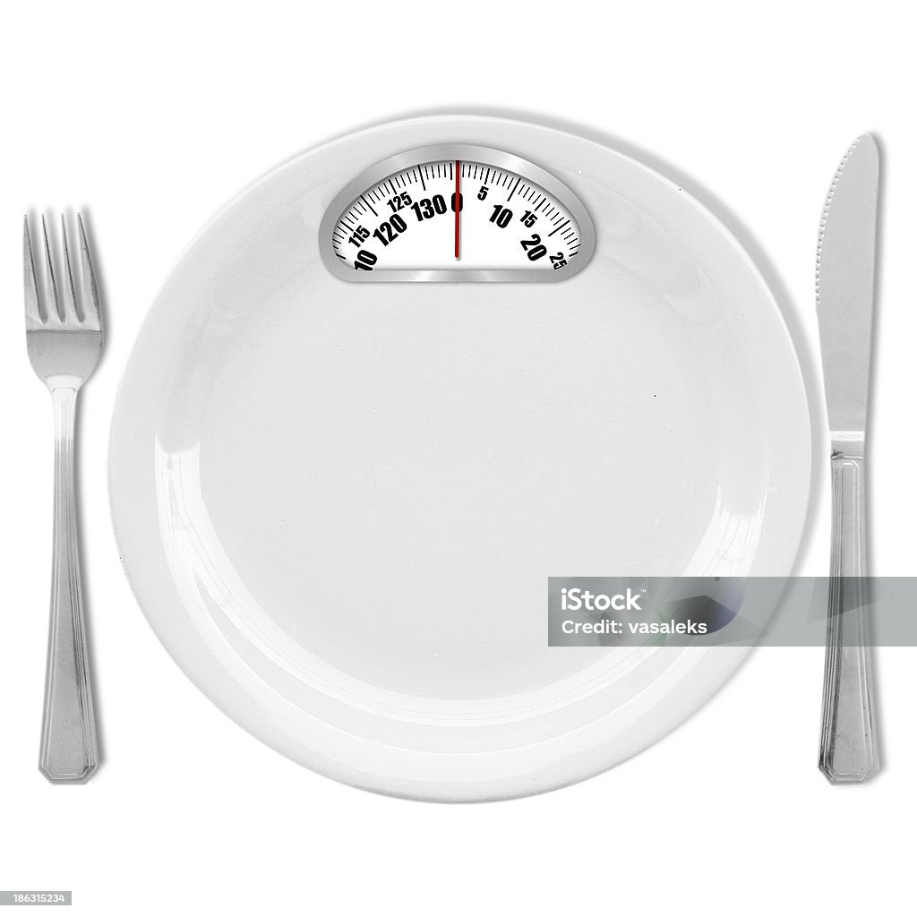 Diät-Konzept.   Teller mit Waage - Lizenzfrei Abnehmen Stock-Foto
