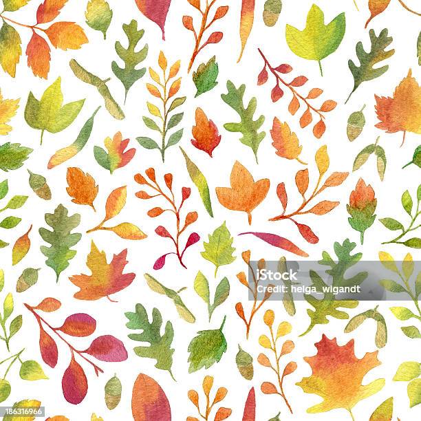 Autumn Leaves Seamless Pattern Stock Illustration - Download Image Now - Autumn, Leaf, Watercolor Painting