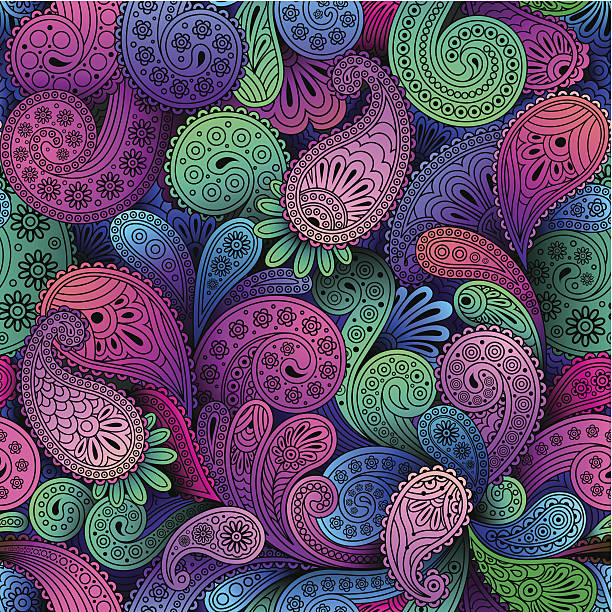 seamless pattern with paisley vector art illustration