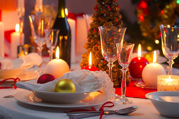 istock Beautifully set table for Christmas Eve 186318204