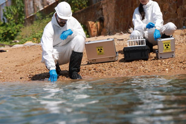 istock Male and female biologists analyze water test results and keep samples for examining 1863183220