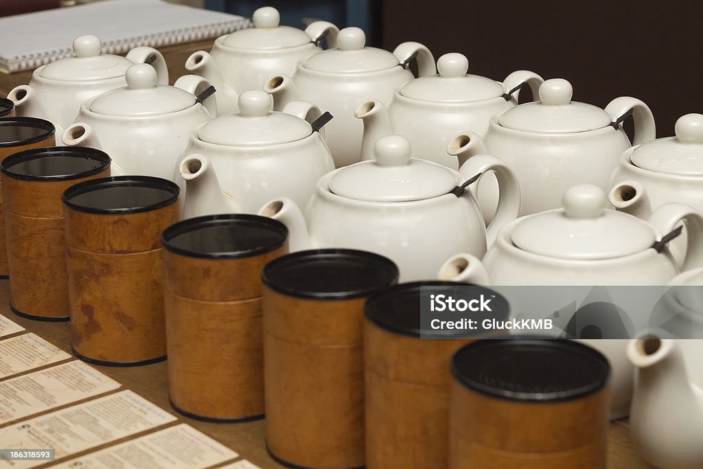 porcelain teapots with tea Afternoon Tea Stock Photo