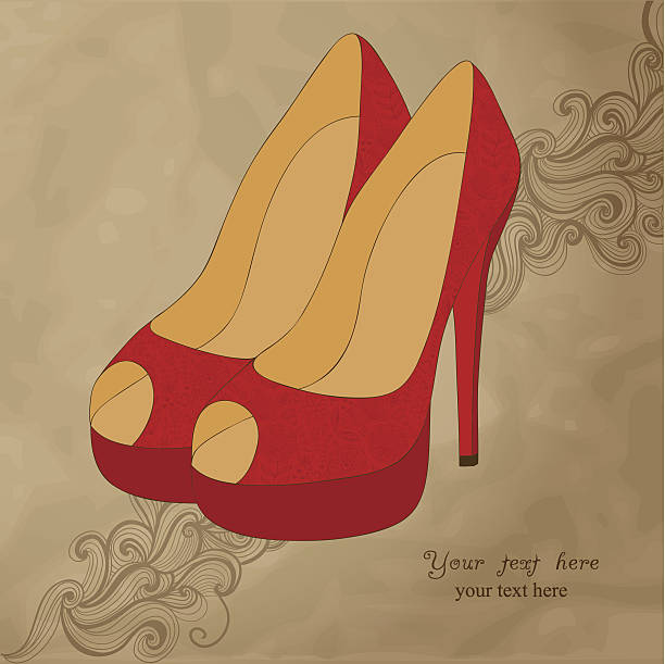 istock high-heeled vintage shoes with flowers fabric 186319300