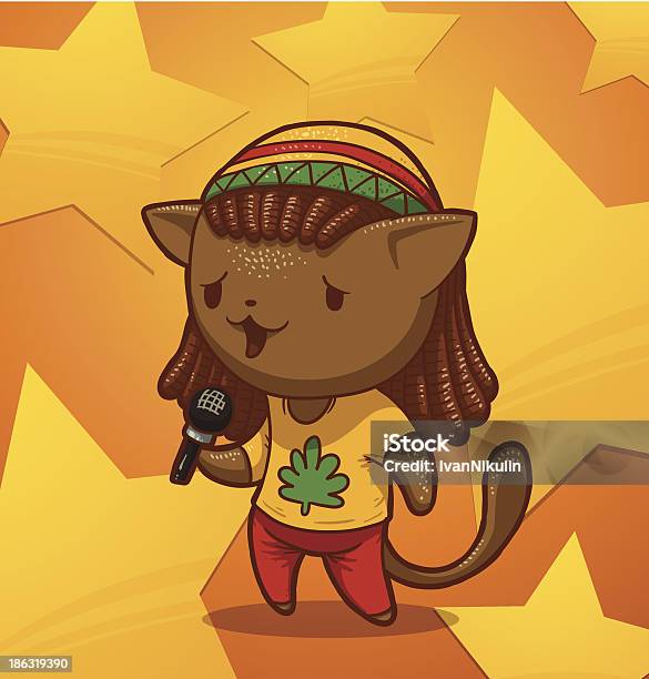 Ilustración de Cat Reggae Singer y más Vectores Libres de Derechos de Jamaica - Jamaica, Dibujar, Actividades recreativas