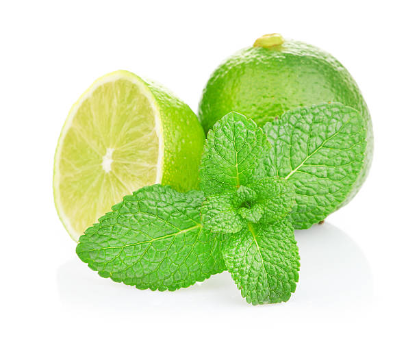 istock Limes and mint isolated on white background 186319631