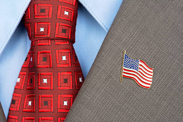 bandera estadounidense solapa contactos - lapel suit jacket necktie fotografías e imágenes de stock