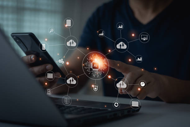 istock Ai technology. Digital transformation change management, internet of things. new technology big data and business process strategy, customer service management, cloud computing, smart industry. 1863204835