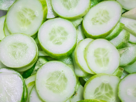 Cucumber was chopped into small pieces.