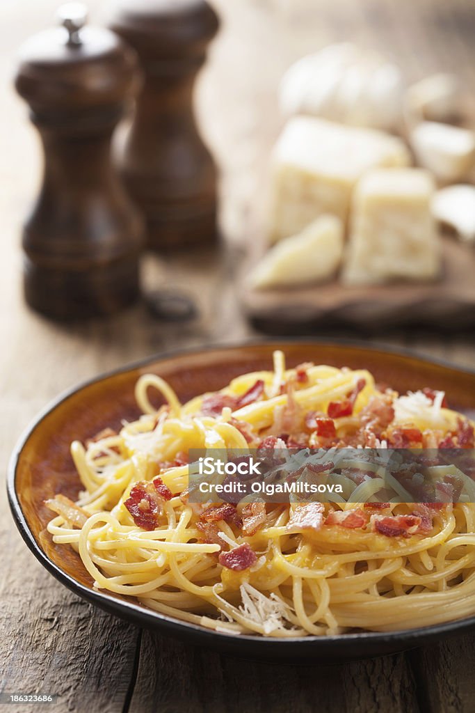 spaghetti carbonara Bacon Stock Photo