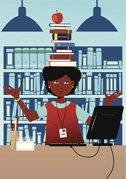 illustrations, cliparts, dessins animés et icônes de bibliothécaire avec des livres sur la tête - librarian