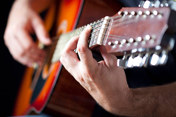 istock Close-up of a man playing a guitar 186324629