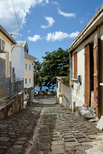 Cobblestone street of Saint-Pierre, Martinique