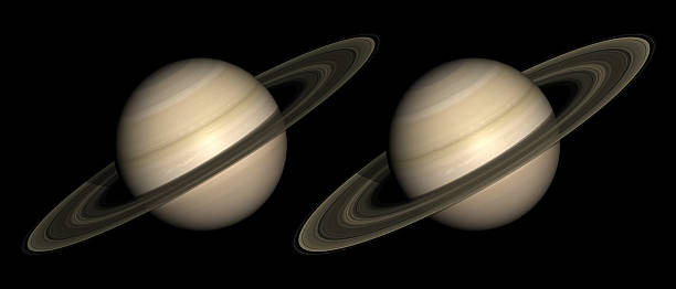 istock Stereo pair of Saturn isolated on black. 186325634