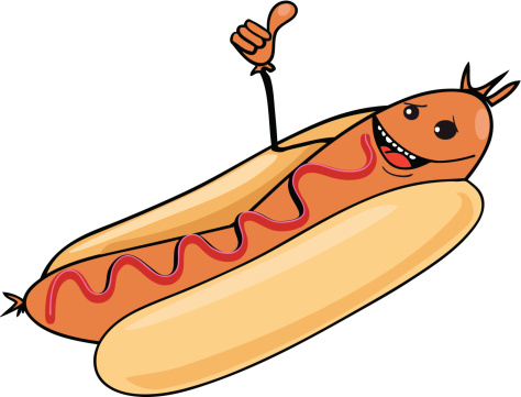 A happy sausage Isolated on white background. Vector.