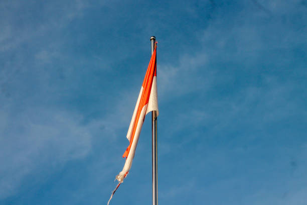 istock Old Indonesian flag on the wind 1863285227