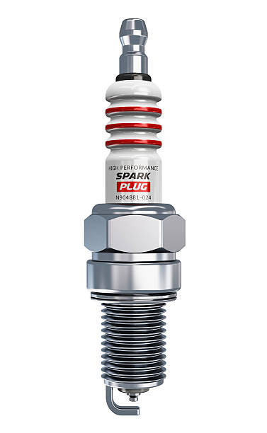 Sparkplug Creative car repair service and automotive transportation industry business concept: one metal spark plug isolated on white background. See also: ignition photos stock pictures, royalty-free photos & images