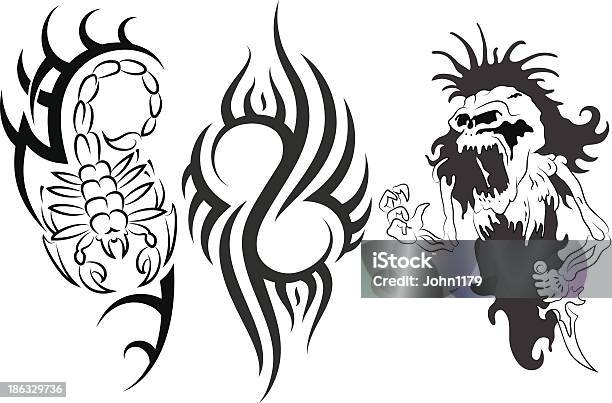 Vector Tattoo Stock Illustration - Download Image Now - Animal Markings, Animal Skull, Black Color
