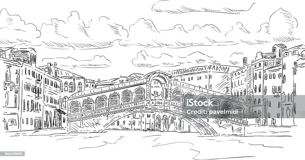 Most Rialto - Grafika wektorowa royalty-free (Malarstwo)