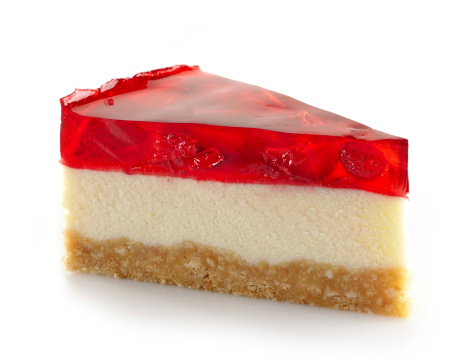 strawberry cheesecake on white background
