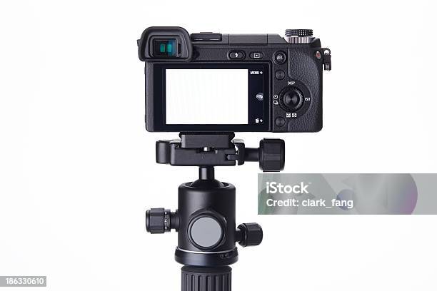 Compact Digital Camera On Mini Tripod Stock Photo - Download Image Now - Camera - Photographic Equipment, Rear View, Projection Screen