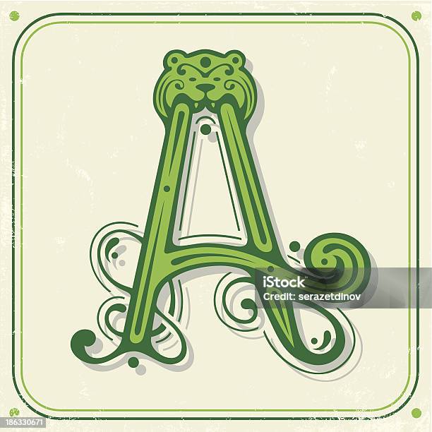 Зеленый Первоначального A — стоковая векторная графика и другие изображения на тему Машинописный текст - Машинописный текст, Гравюра на дереве, Кельтский стиль