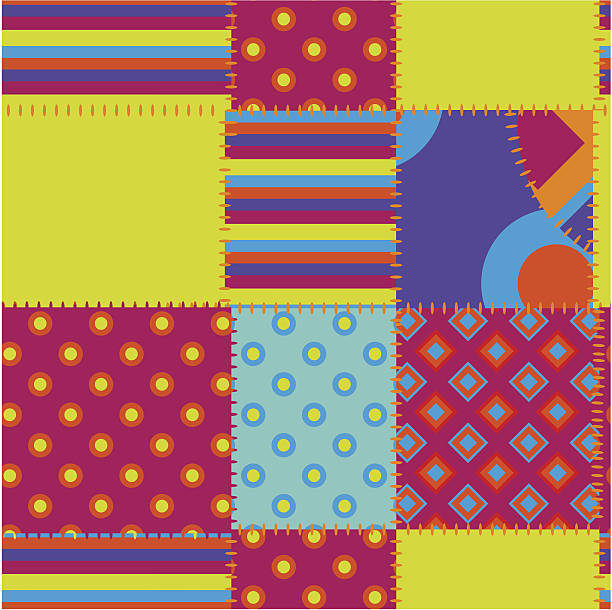 パッチワーク - patchwork appliqué multi colored textile点のイラスト素材／クリップアート素材／マンガ素材／アイコン素材