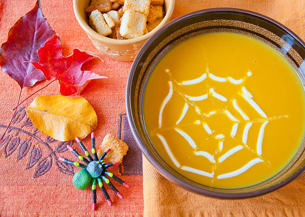 istock Pumpkin soup in a bowl. 186331126