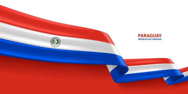 Vector illustration of Paraguay 3D Ribbon Flag