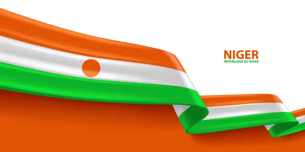 Vector illustration of Niger 3D Ribbon Flag